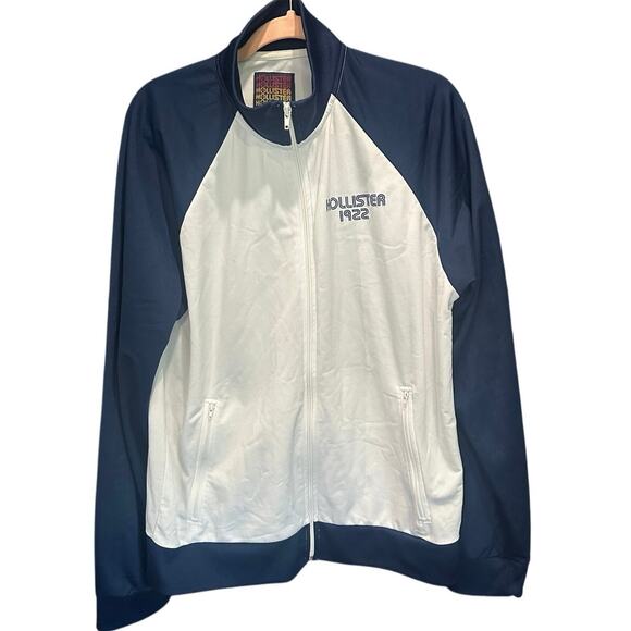 Hollister Vintage Y2K Men’s Zip Up White And Navy Blue 1922 Zip Up Track Jacket - Picture 2 of 8